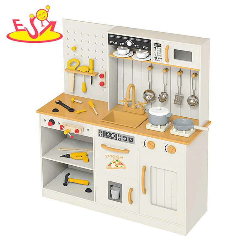 تصميم جديد معكرون لعبة مطبخ خشبية لطيفة للأطفال W10C582